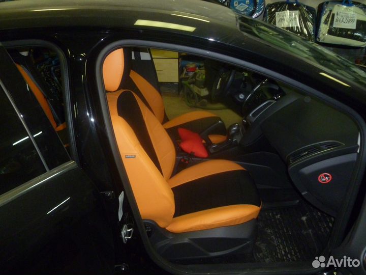 Авточехлы для KIA Optima (2010+) оранжево- чёрная