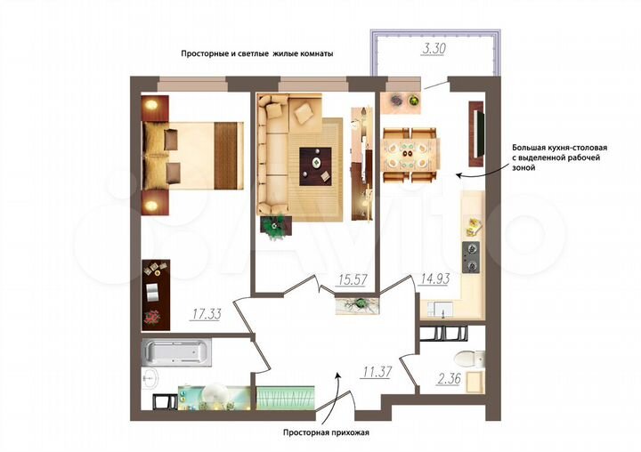 2-к. квартира, 66,5 м², 10/19 эт.