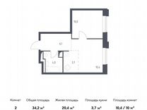 1-к. апартаменты, 34,2 м², 5/9 эт.