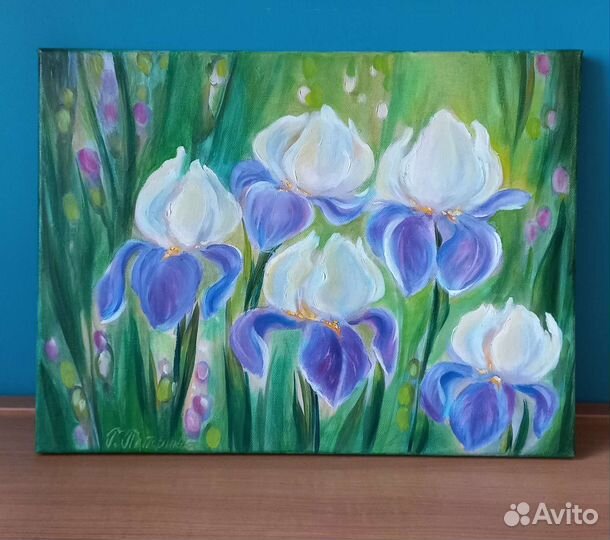 Картина маслом нежные ирисы