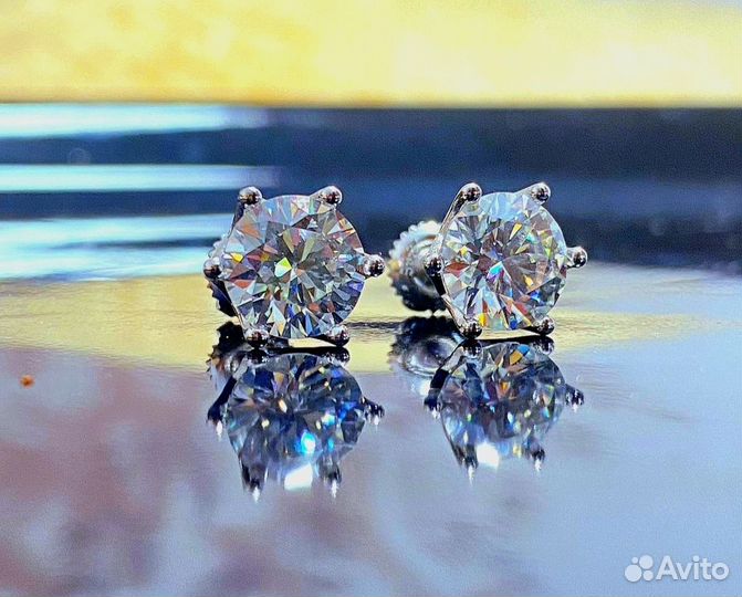 Серьги с бриллиантами муассанитами 0.5 карат