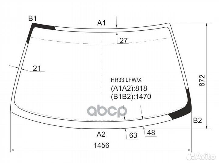 Стекло лобовое nissan skyline 4D 93-98 HR33 LFW