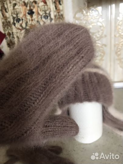 Ушанка и варежки из ангоры