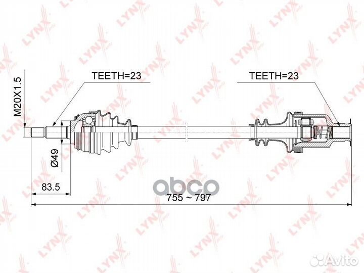 Привод в сборе перед прав CD6706 lynxauto