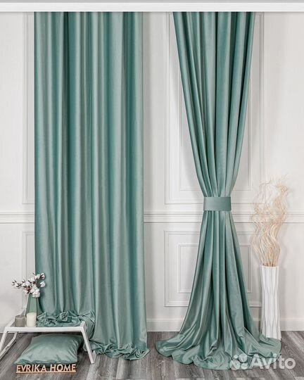 Шторы бархат Беллиссимо аквамарин новые пошив