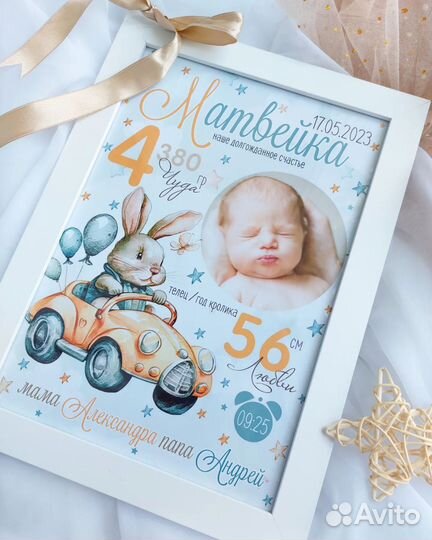 Метрика Постер для новорожденных