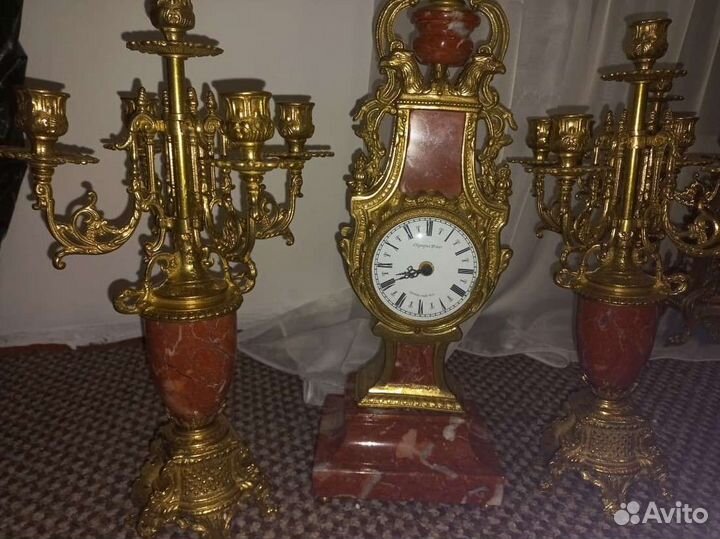 Часы каминные, подсвечники Италия