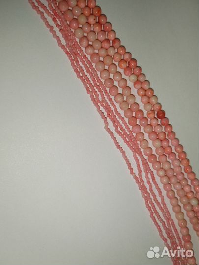 Нить из бусин Коралл розовый, 4 мм, длина 39 см