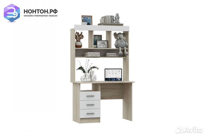 Стол с надстройкой Мартина белый / дуб сонома