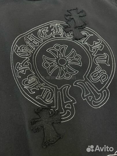 Свитшот Chrome Hearts черный с нашивными крестами