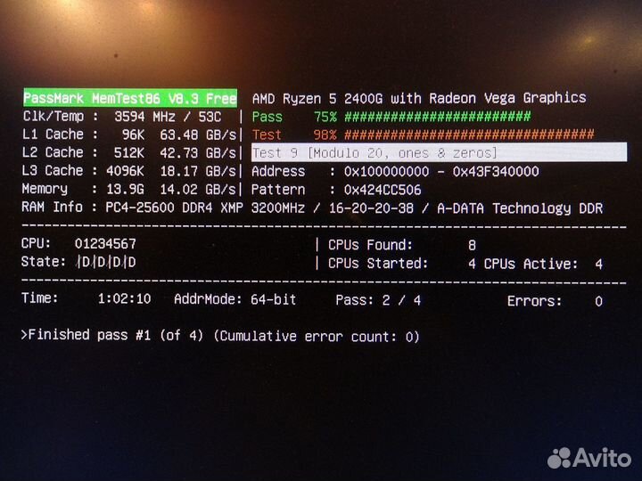 DDR4 16Gb (2x8Gb) 3200MHz