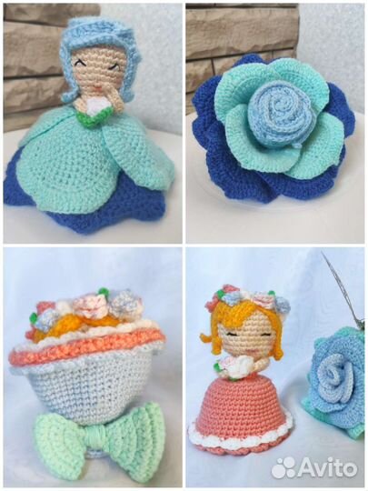 Кукла - букет вязаная игрушка