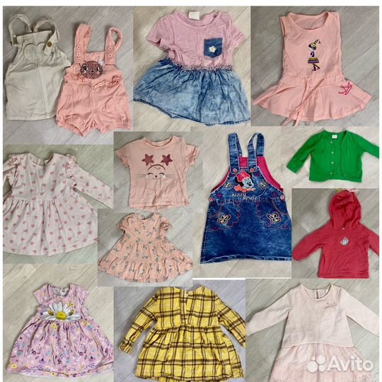 Вещи пакетом для девочки от 74 до 98