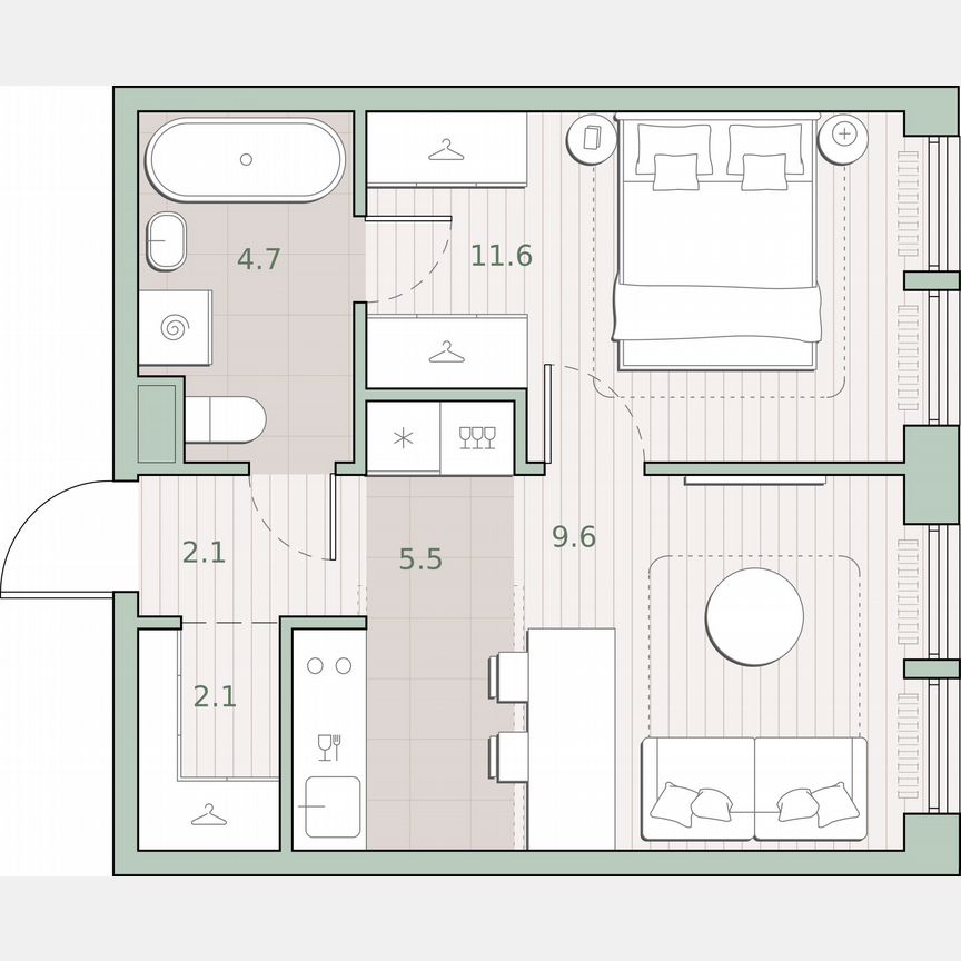 1-к. квартира, 35,6 м², 11/13 эт.