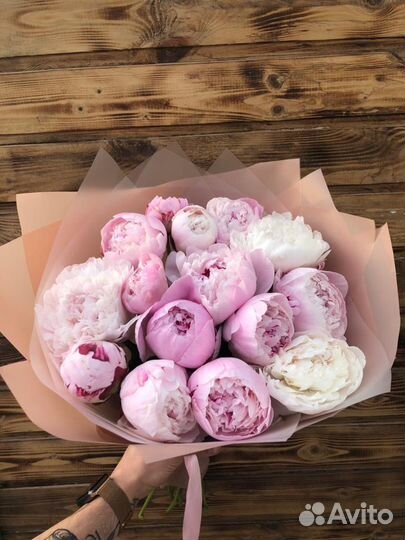 Пионы с доставкой, букет из пионов 15 19 21 51 101