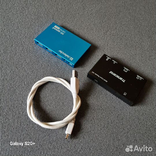 Картридер + usb hub + шнур usb2.0 - mikrousb к ним