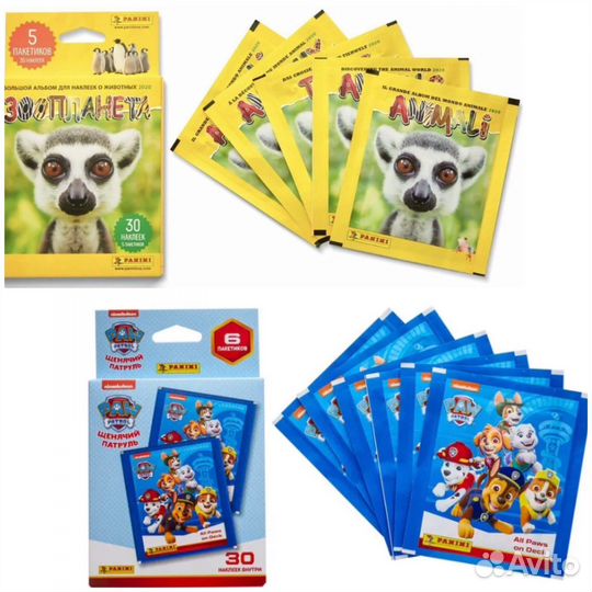 Наклейки щенячий патруль и зоопланета panini