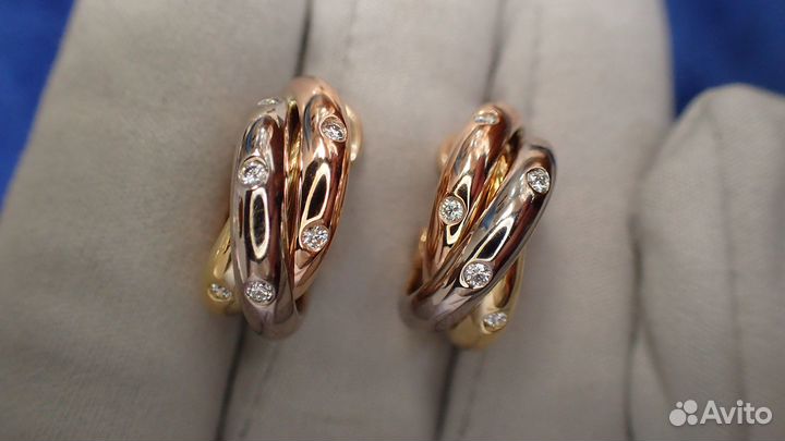 Золотые серьги Cartier Trinity