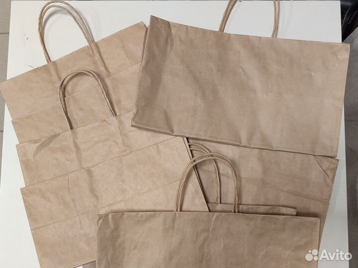 Крафтовые пакеты с ручками б/у много