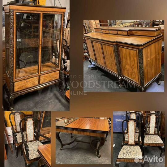 Столовая.Витрина.Стол.Дрессуар.Стул.Мебель массив