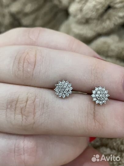 Серьги белое золото