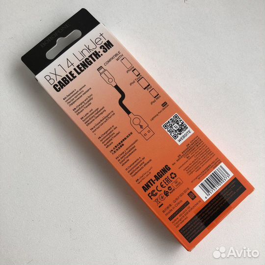 Кабель BX14 USB-Lightning 3м белый