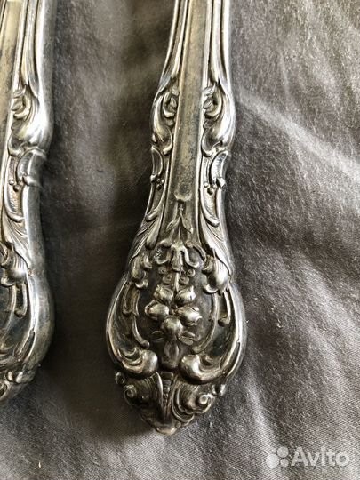 Нож и вилка для подачи индейки/утки серебро Англия