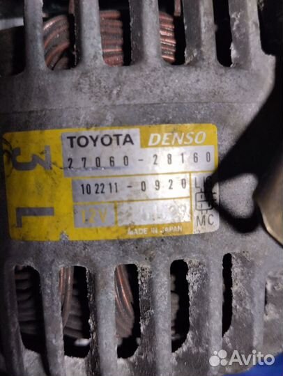 Генератор 2AZ Toyota Ipsum ACM21W