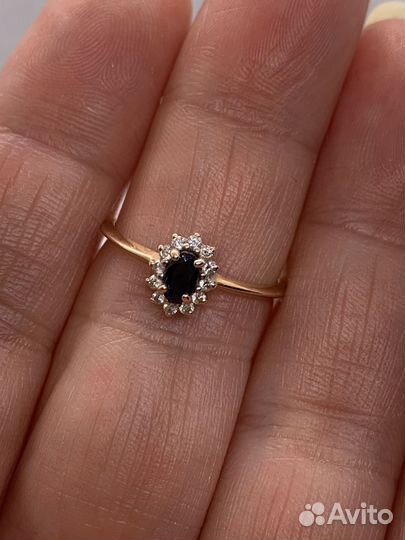 Кольцо золото сапфир бриллианты