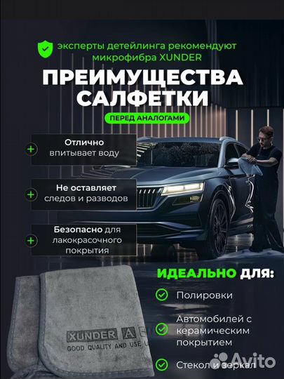 Полотенце из микрофибры 40x40 для мойки авто