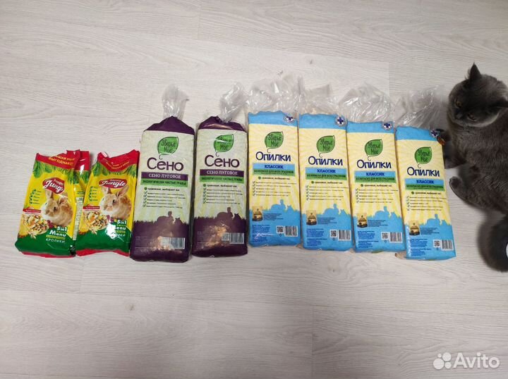 Сено, опилки и корм для грызунов