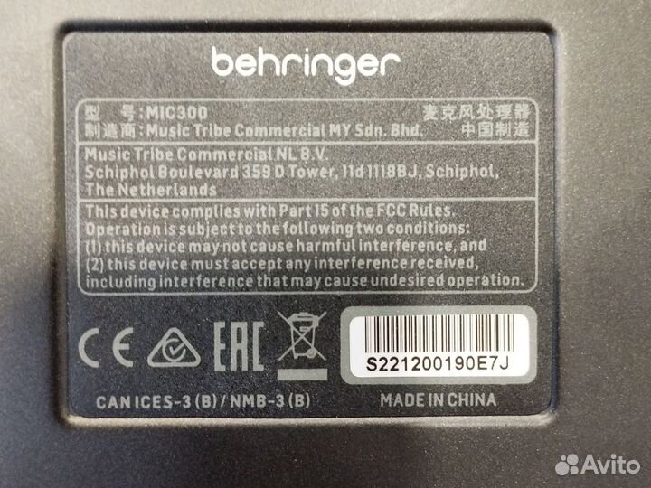 Микрофонный предусилитель behringer mic300