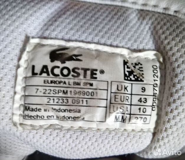 Кроссовки мужские бу Lacoste оригинал. Кожаные