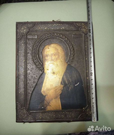 Старинная икона 19века Серафима Саровского