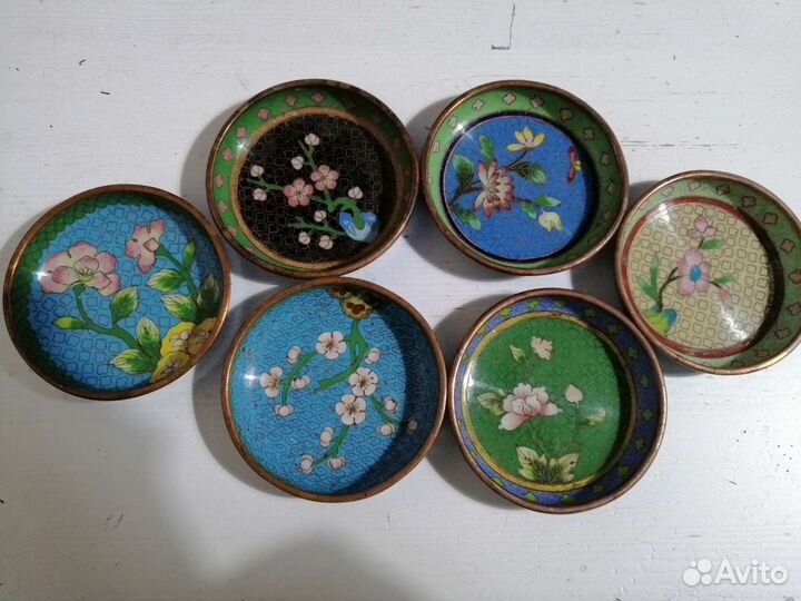 Розетки Клуазоне Китай 6 штук