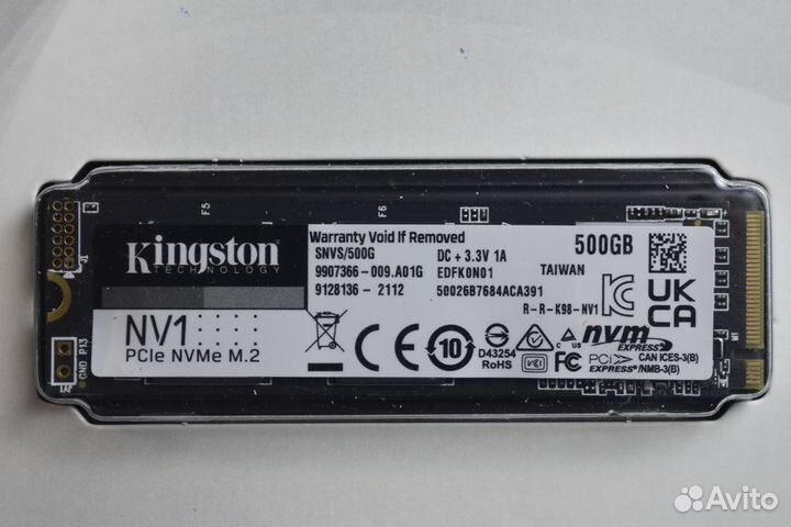 SSD Kingston 500гб M.2 2280 NVMe. PCIe 3.0 Новый