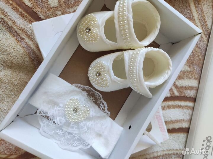 Набор пинетки + повязка для малышки 0-3 мес