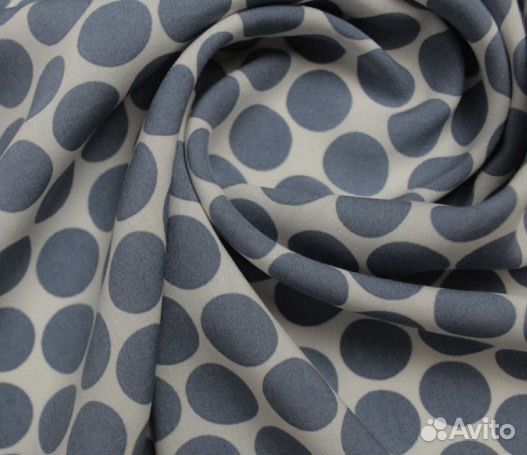 Плательная вискоза лавандово-голубой горох 1,6 м