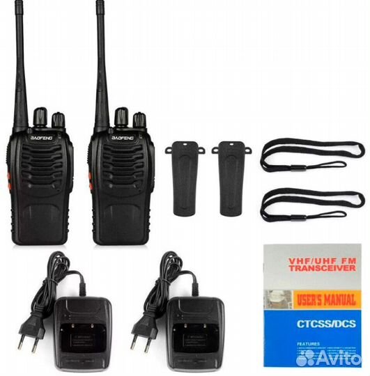 Новые рации, комплект 2 штуки, до 7 км, BF-888S