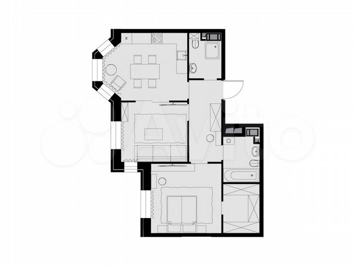 2-к. квартира, 62,2 м², 6/26 эт.