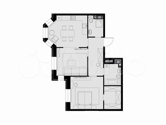 2-к. квартира, 62,2 м², 6/26 эт.
