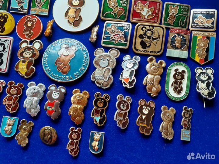Набор значков Мишка Олимпийский. 50 знаков