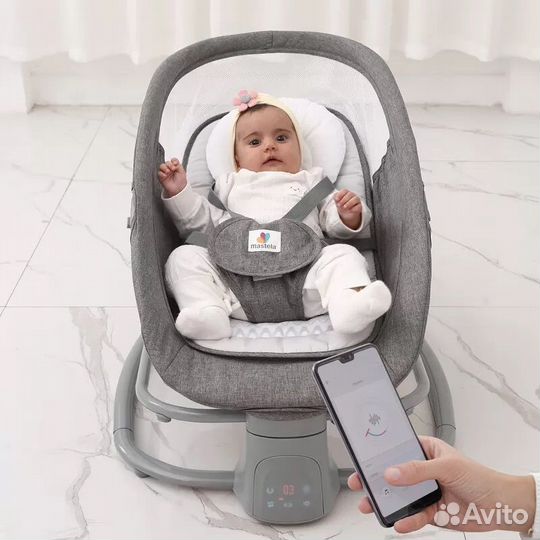 Электрокачели-шезлонг 4в1 с пультом и регулировкой