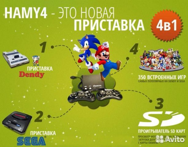 Hamy 4 (sega + dendy) игры через флешку