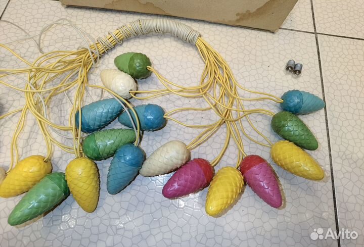 Елочная гирлянда Лесная сказка Шишки СССР 1973г