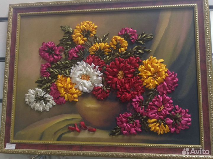 Картины, вышитые лентами. Размеры 48х38, 41х32