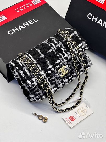 Сумка шанель твидовая черно-белая Chanel