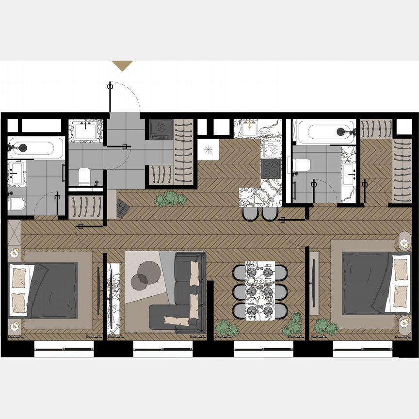 2-к. апартаменты, 77,8 м², 21/23 эт.
