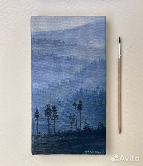 Картина маслом «Зимний лес»