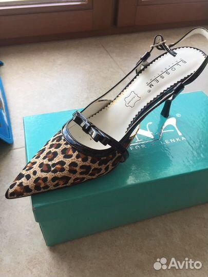 Туфли коллекционные из натуральной кожи с текстиле